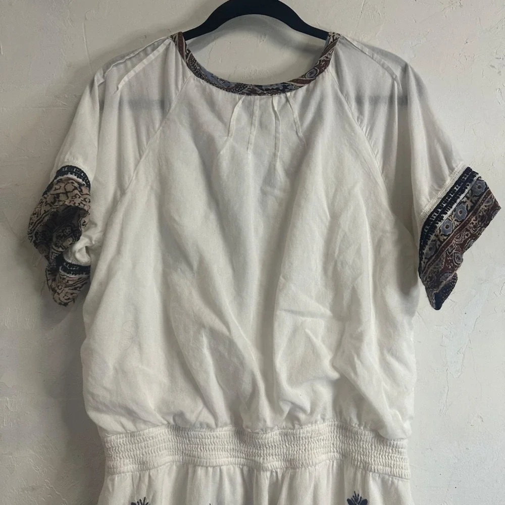 Free People Meet Me in Marfa Short Dress Embroidered Pintuck Pockets Large Women